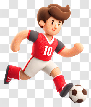 Soccer Player And Football - Cartoon Soccer Player In Action Transparent PNG