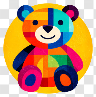 Teddy Bear - Colorful Patchwork Teddy Bear Transparent PNG