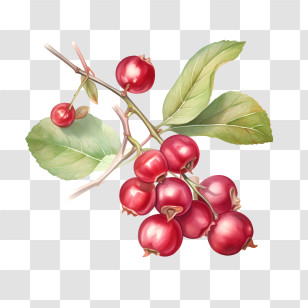 Cranberries - Branch Of Red Hawthorn Berries Transparent PNG