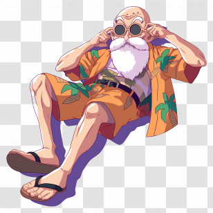 Master Roshi - Relaxed Man In Tropical Attire And Sunglasses Transparent PNG