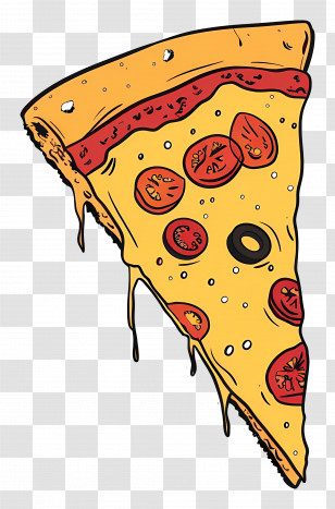 Pizza - Pizza Slice With Toppings Transparent PNG