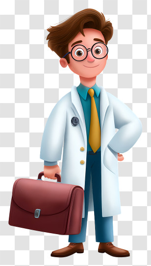 Doctor Holding Briefcase - Cartoon Doctor With Briefcase Transparent PNG