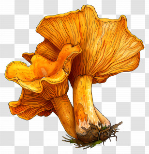 Chanterelle Mushroom - Orange Mushroom Illustration Transparent PNG