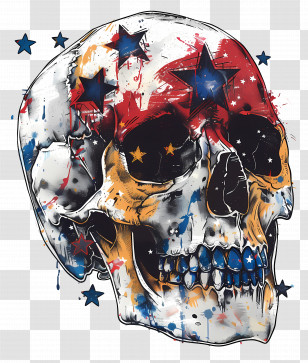 Skull - Colorful Painted Skull Illustration Transparent PNG