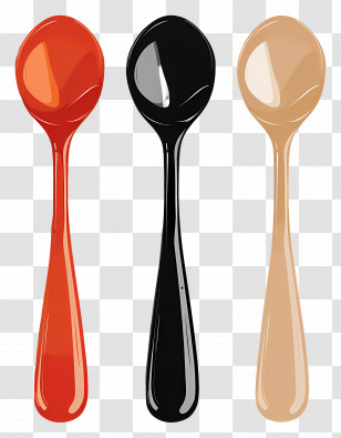 Spoon - Colorful Spoons In Red, Black, And Beige Transparent PNG