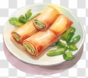 Spring Roll - Delicious Spring Rolls On A Plate Transparent PNG