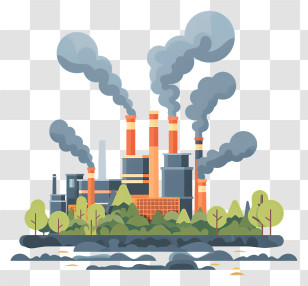 Air Pollution - Smoke Emissions From Factory Chimneys Transparent PNG
