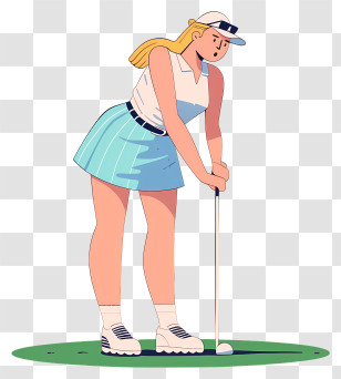 Golf Player - Female Golfer Preparing To Putt Transparent PNG