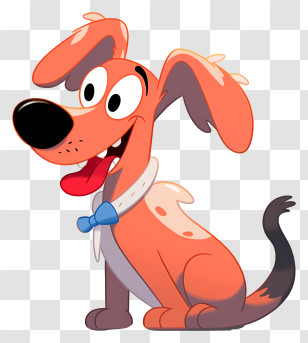 Cartoon Dog - Cartoon Illustration Of Orange Dog With Bow Tie Transparent PNG