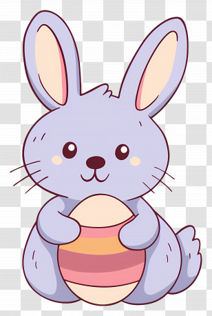 Easter Bunny - Purple Bunny With Easter Egg Transparent PNG