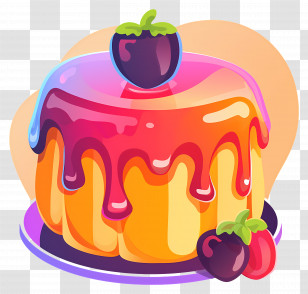 Jelly Cake - Colorful Cake With Berry Decoration Transparent PNG
