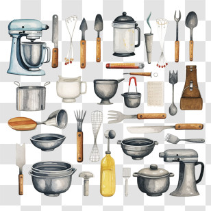 Culinarians Day - Collection Of Kitchen Utensils And Tools Transparent PNG