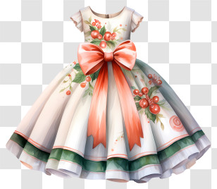 Dress - Elegant Floral Patterned Dress Illustration Transparent PNG