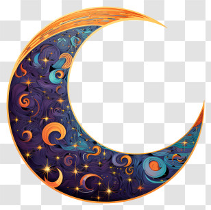 Multicolored Paints Moon And Star - Colorful Decorative Crescent Moon Transparent PNG