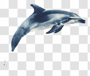 Dolphin - Jumping Dolphin With Oceanic Theme Transparent PNG