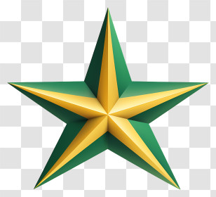 Green Star - 3D Green And Yellow Decorative Star Transparent PNG