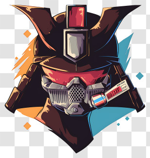 Megazord Head - Samurai Helmet With Red Visor Transparent PNG
