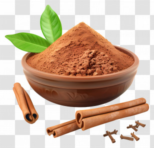 Cinnamon Powder - Brown Cinnamon In A Clay Bowl With Sticks And Cloves Transparent PNG