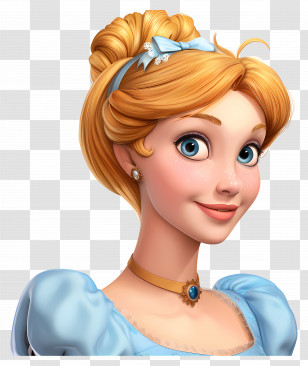 Cinderella Princess - Elegant Cartoon Princess In Blue Dress Transparent PNG