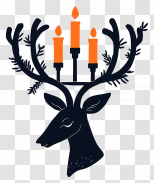 Light Deer - Deer With Candles On Antlers Transparent PNG