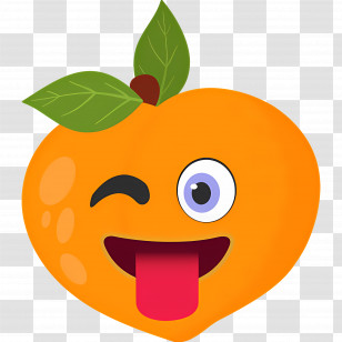 Emoji Peach - Playful Winking Orange Emoji Cartoon Transparent PNG
