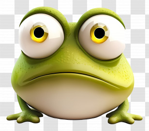 Frog Emoji - Cute Green Cartoon Frog Illustration With Big Eyes Transparent PNG