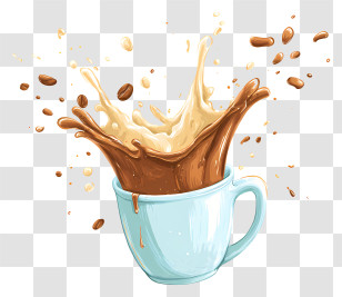 Splash Of Milk Coffee - Dynamic Coffee Splash In Cup Transparent PNG
