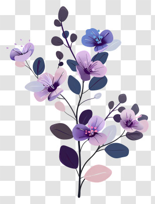 Purple Flowers Branch - Purple Flower Branches Illustration Transparent PNG