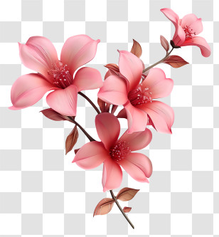 Pink Flower - Pink Blossoming Branch Illustration Transparent PNG