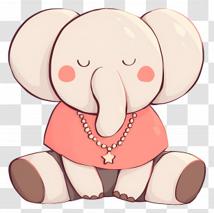 Cute Elephant - Cute Elephant Wearing A Necklace Transparent PNG