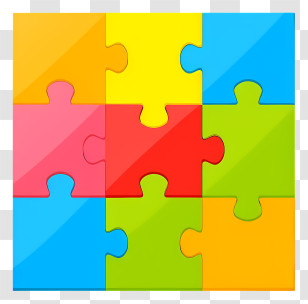 Jigsaw Icon - Colorful Jigsaw Puzzle Pieces Transparent PNG