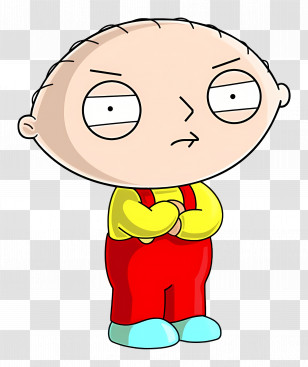 Stewie Griffin - Cartoon Baby Character In Red Overalls Transparent PNG