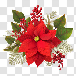 Poinsettia Flower - Poinsettia Flower Arrangement For Christmas Decoration Transparent PNG