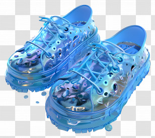 Water Shoes - Shiny Blue Lace-up Shoes Transparent PNG