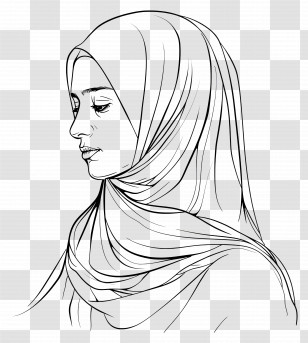 Hijab - Woman In Hijab Line Art Transparent PNG