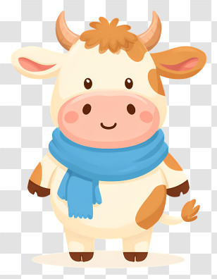 Cartoon Milk Cow - Friendly Cartoon Cow With Scarf Transparent PNG