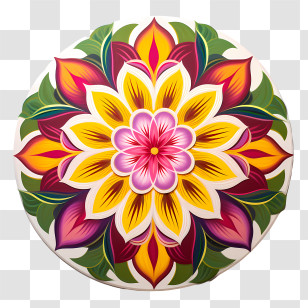 Onam Floral Rangoli - Colorful Floral Rangoli Design Transparent PNG