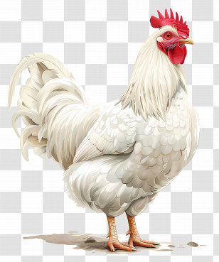 Hen - Detailed White Rooster Artwork Transparent PNG