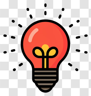 Cartoon - Red Light Bulb Icon Transparent PNG