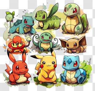 Pokemon - Cute Pokemon Characters Illustration Transparent PNG