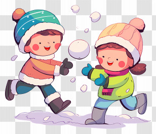 Play Snowballs - Kids Playing In Snow Transparent PNG