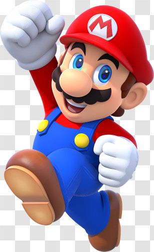 Luigi Mario - Jumping Cartoon Character In Red Hat Transparent PNG