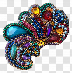 Brooch - Colorful Gemstone Brooch Transparent PNG