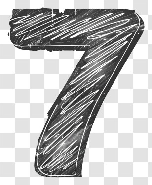 Number 7 - Chalk Scribbled Number Seven Transparent PNG