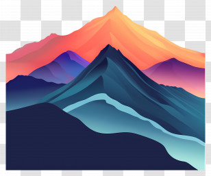 Mountains Silhouette - Multicolored Mountain Range Illustration Transparent PNG