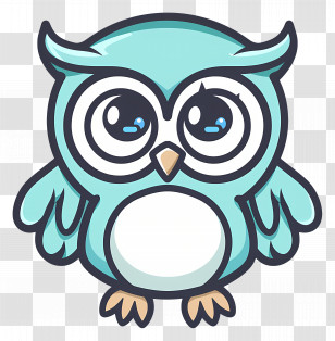 Cartoon Owl - Cute Blue Cartoon Owl With Big Eyes Transparent PNG