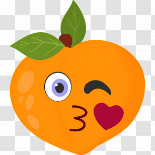 Emoji Peach - Cartoon Orange With Winking Expression Transparent PNG