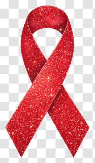 Red Ribbon Awareness - Red Glitter Ribbon Transparent PNG
