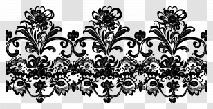 Lace Border - Ornate Black Floral Pattern Design Transparent PNG