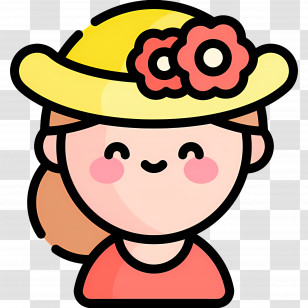 Baby Girl - Cartoon Girl With Flower Hat Transparent PNG